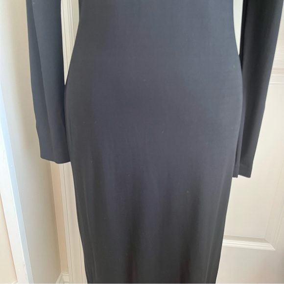 Barney’s New York Long Sleeve V-Neck Midi Cocktail Dress Black Sz 8 - Picture 5 of 16